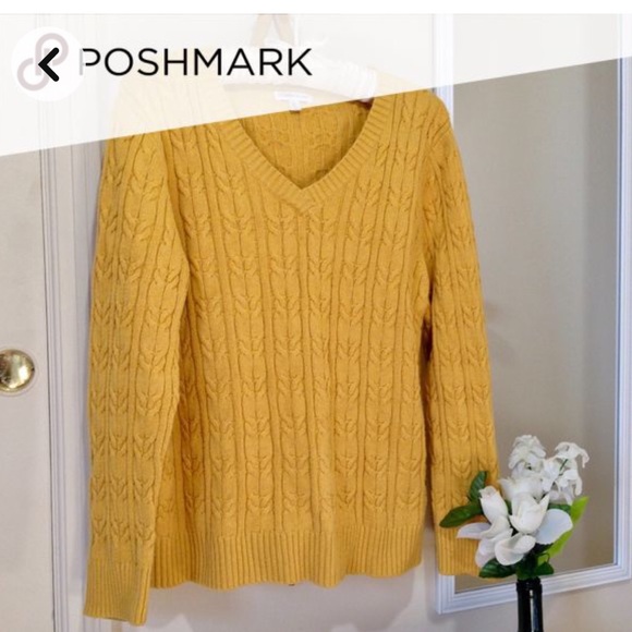 22-24W Lane Bryant  Slouchy V-neck Cotton Cable Knit Sweater - Picture 15 of 16